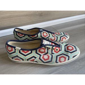 KEDS KATE SPADE Multicolor Geometric CANVAS SLIP‎ ON SHOES SNEAKERS SZ 7 Womens